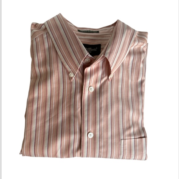 Eddie Bauer Mens Relaxed Fit Button Shirt Wrinkle Resist 100% Cotton striped - Picture 6 of 7